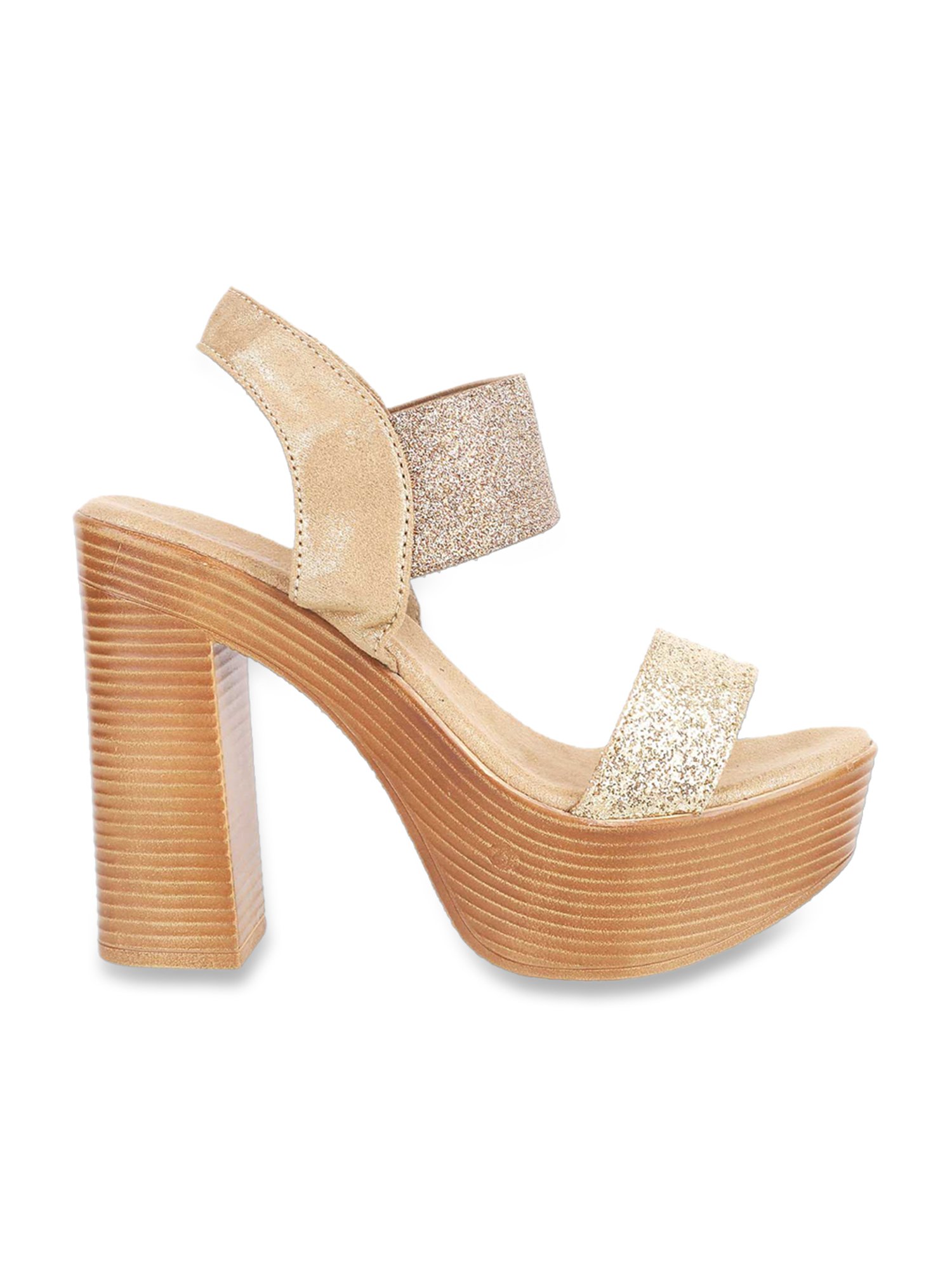 Mochi Women's Golden Ankle Strap Sandals