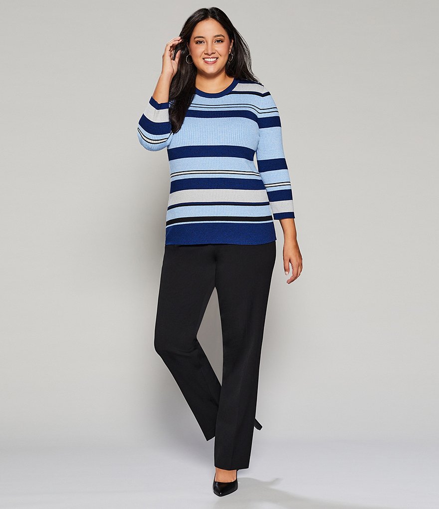 Investments Plus Size the PARK AVE fit Pull-On Straight Leg Pant with Pockets