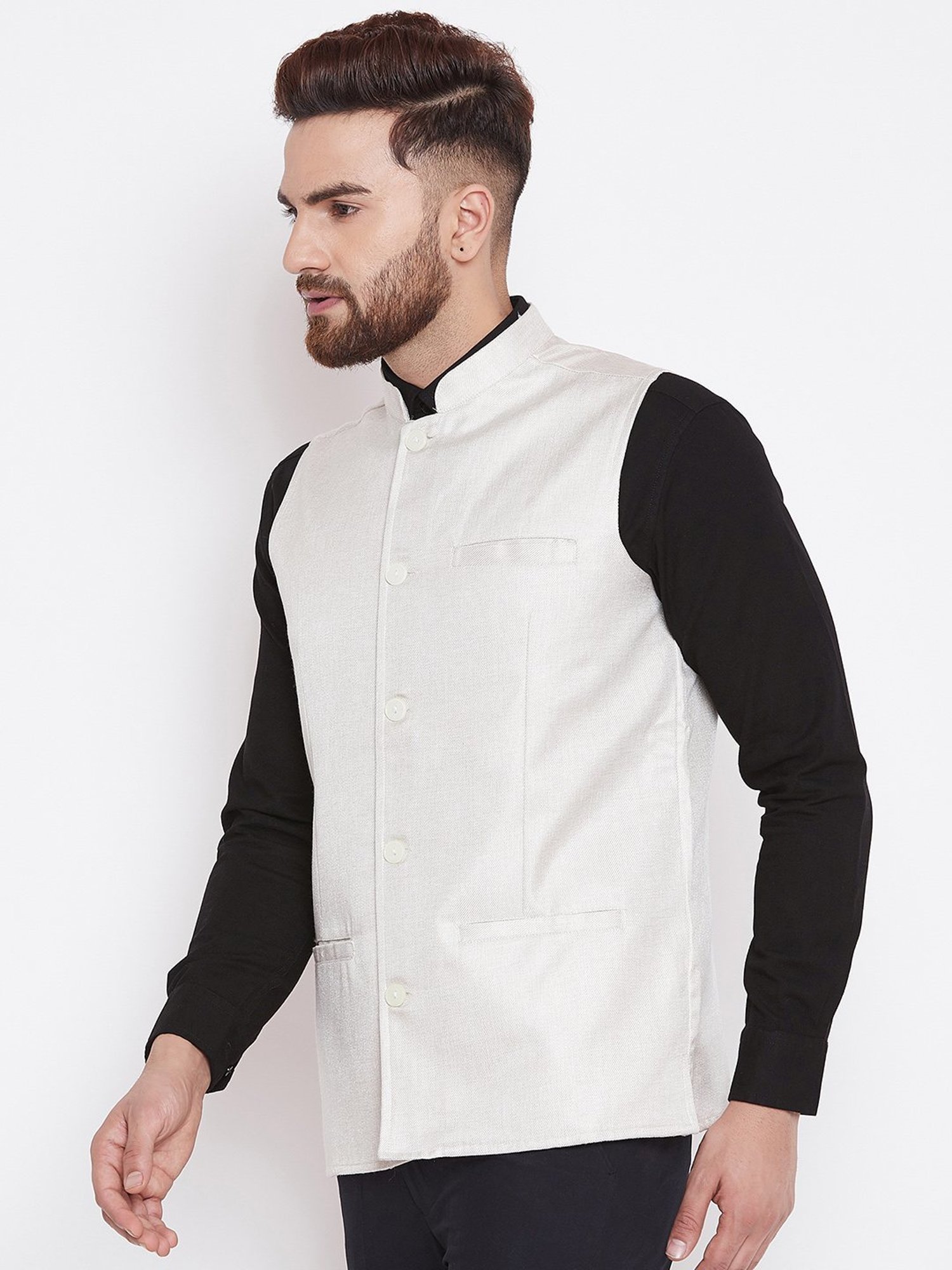 Even White Regular Fit Nehru Jacket