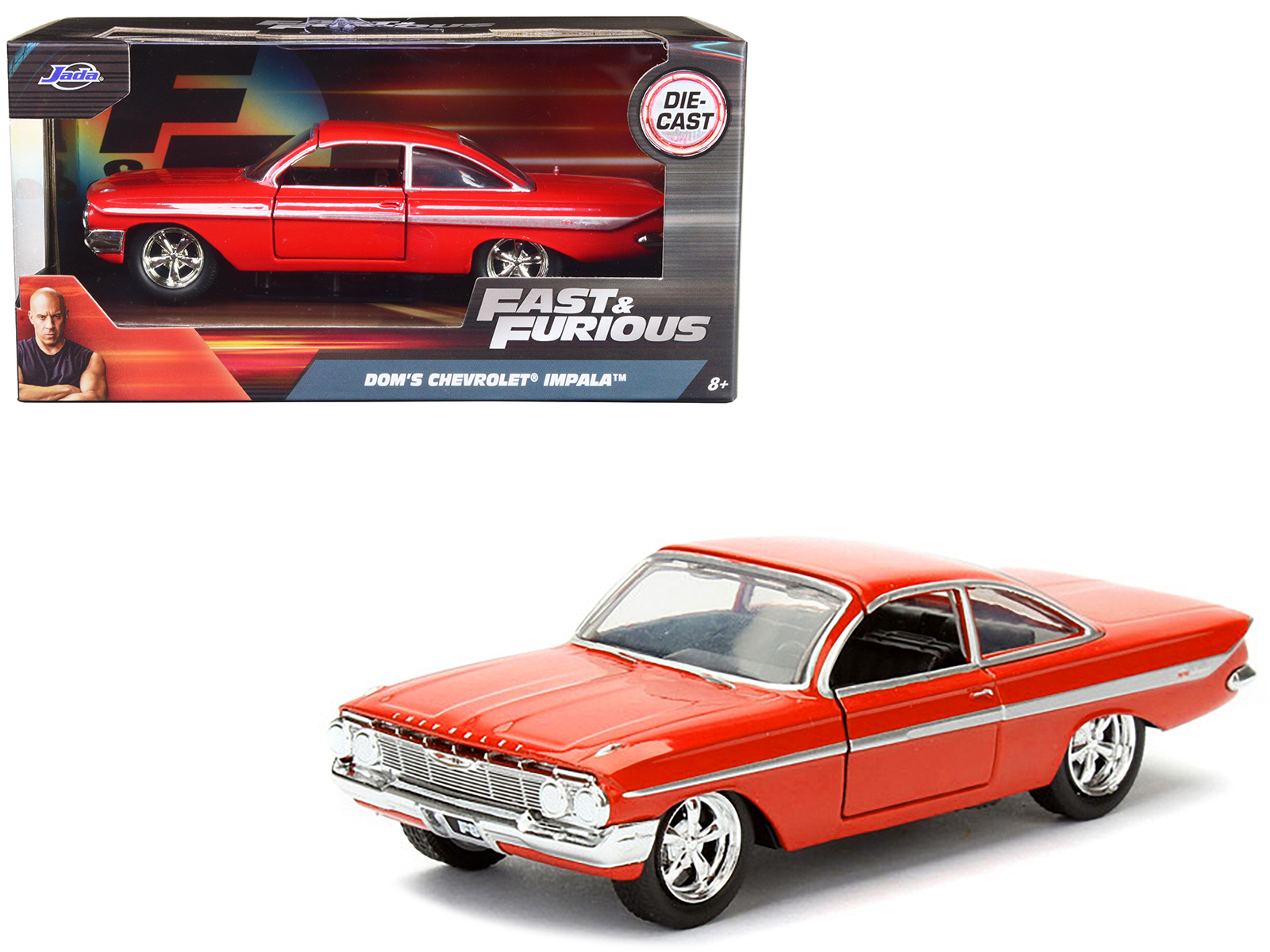 Dom's Chevrolet Chevelle SS Red with Black Stripes "Fast & Furious" Movie 1/24 Diecast Model Car by Jada