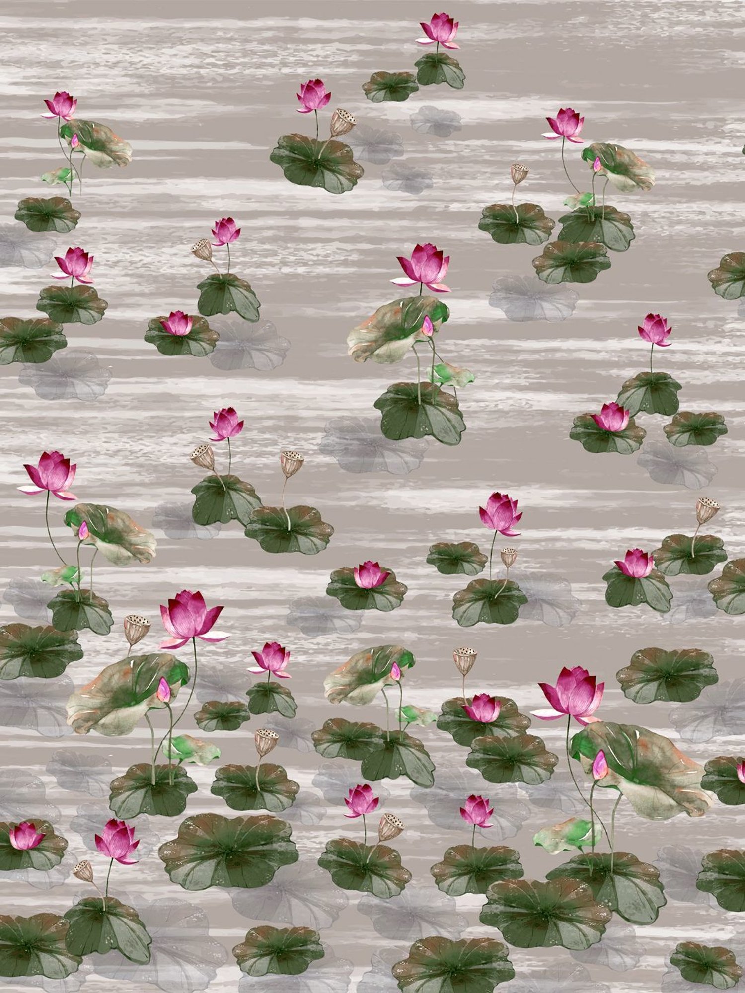 Petal Home Lotus Floral Beige 300 TC Cotton Queen Size Bed Sheet with 2 Pillow Covers