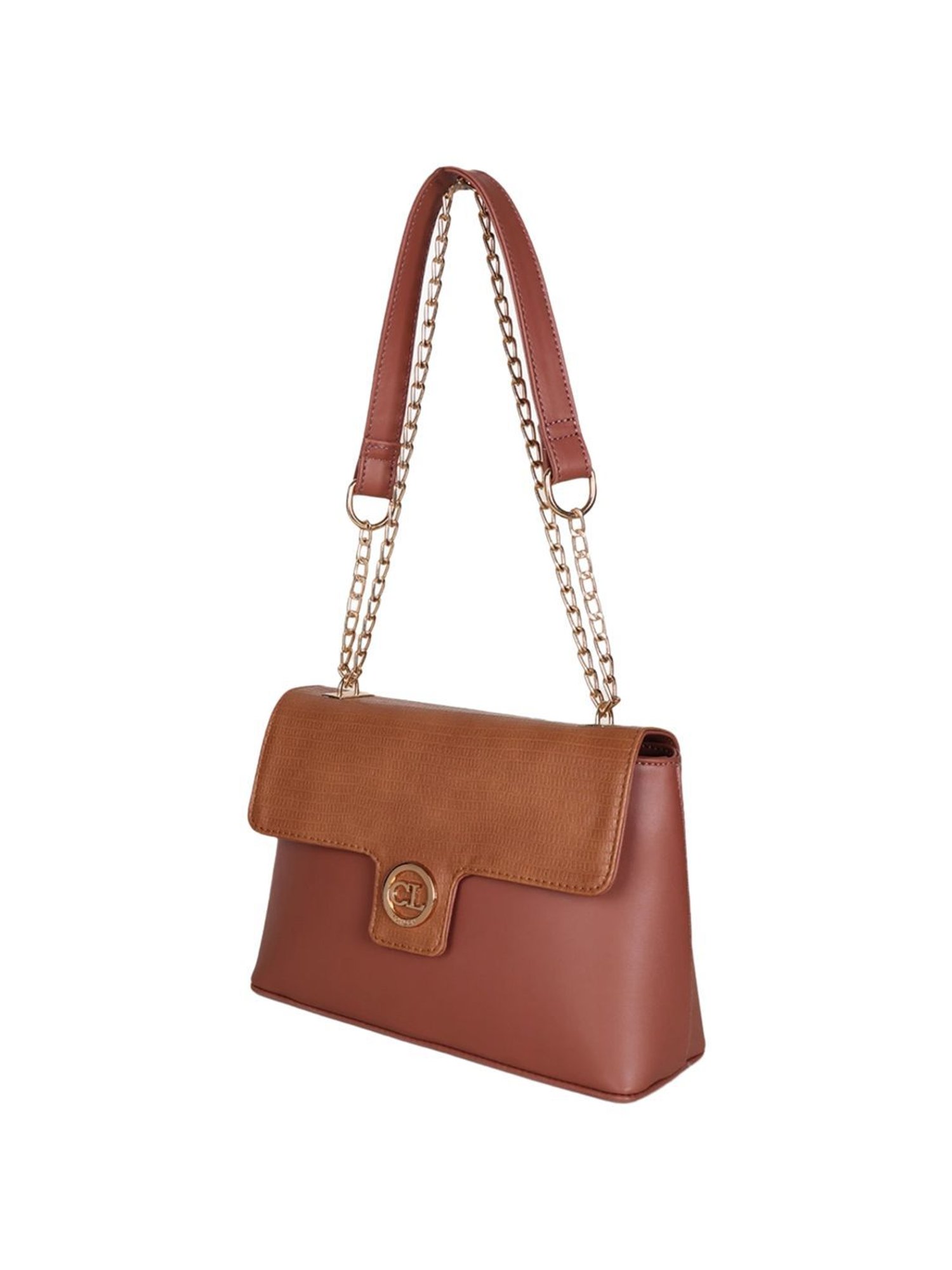 Carlton London Tan Textured Medium Sling Handbag