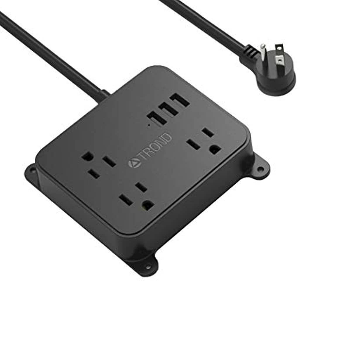 Power Strip with USB, TROND Wall Mountable Outlet Extender with 3 Widely Spaced Outlets and 3 USB Ports, Flat Plug, 4.5ft Extension Cord, for Home Office Nightstand, Black