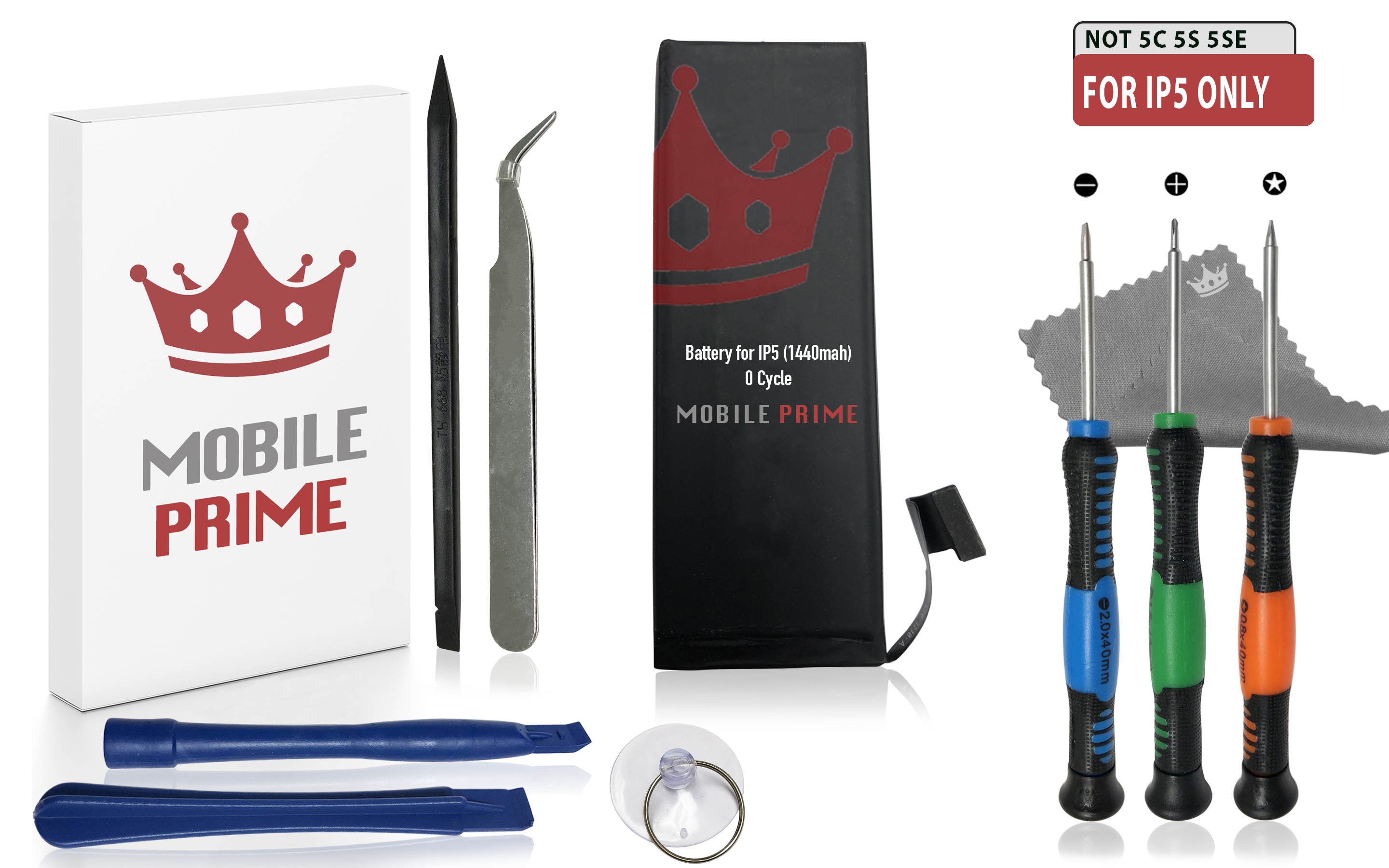 iPhone 5 Replacement Internal Battery Prime Repair Kit with Certified Professional Repair Tools- MOBILEPRIME