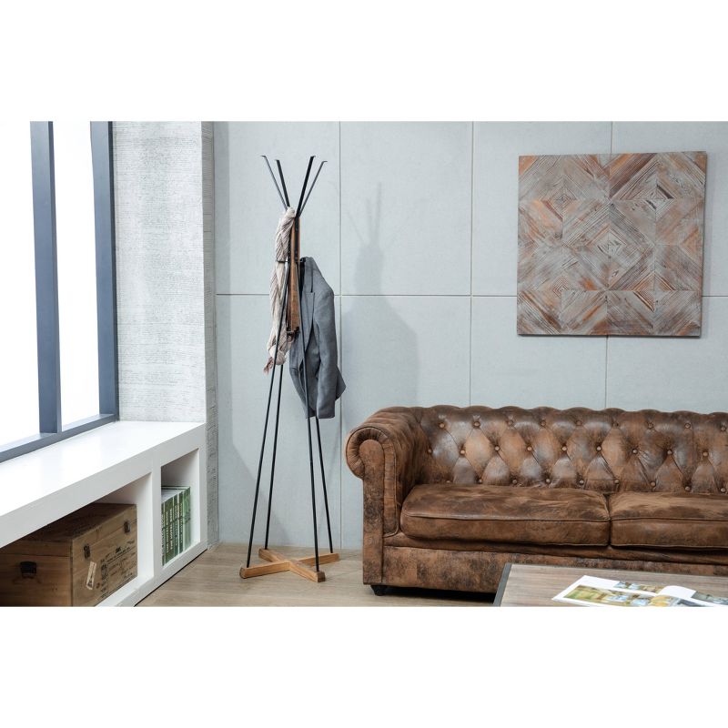 Noma Wood & Metal 8 Hook Standing Coat Rack Brown/Black - Summerland Home