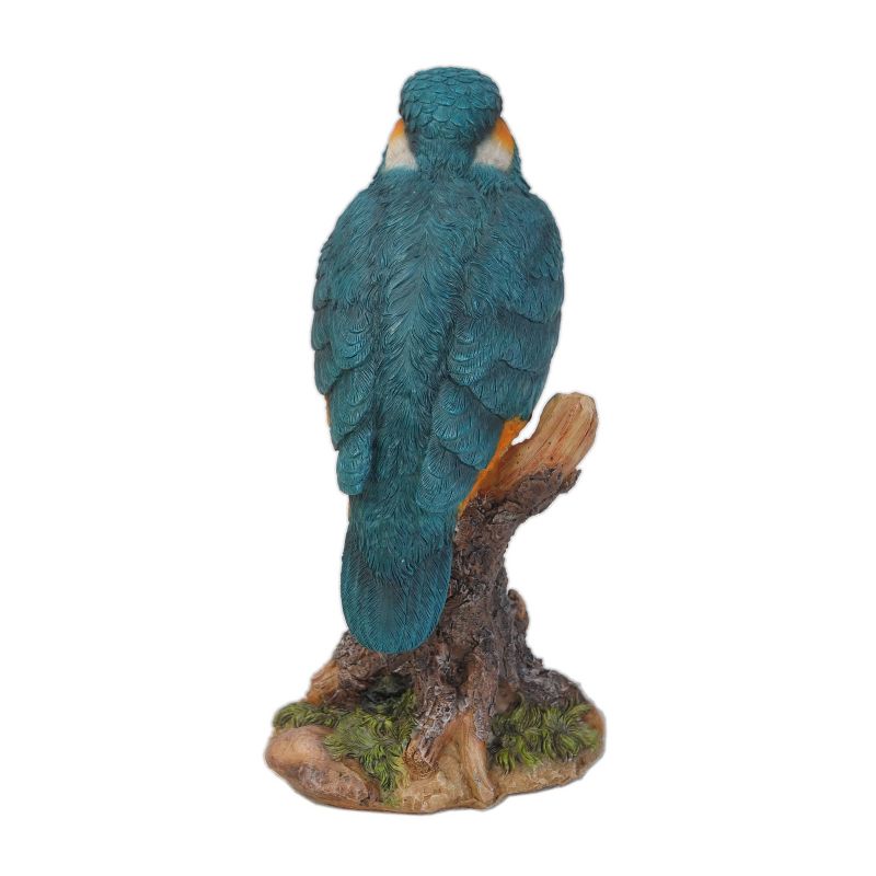7.5" Polyresin Kingfisher on Stump Statue Blue - Hi-Line Gift