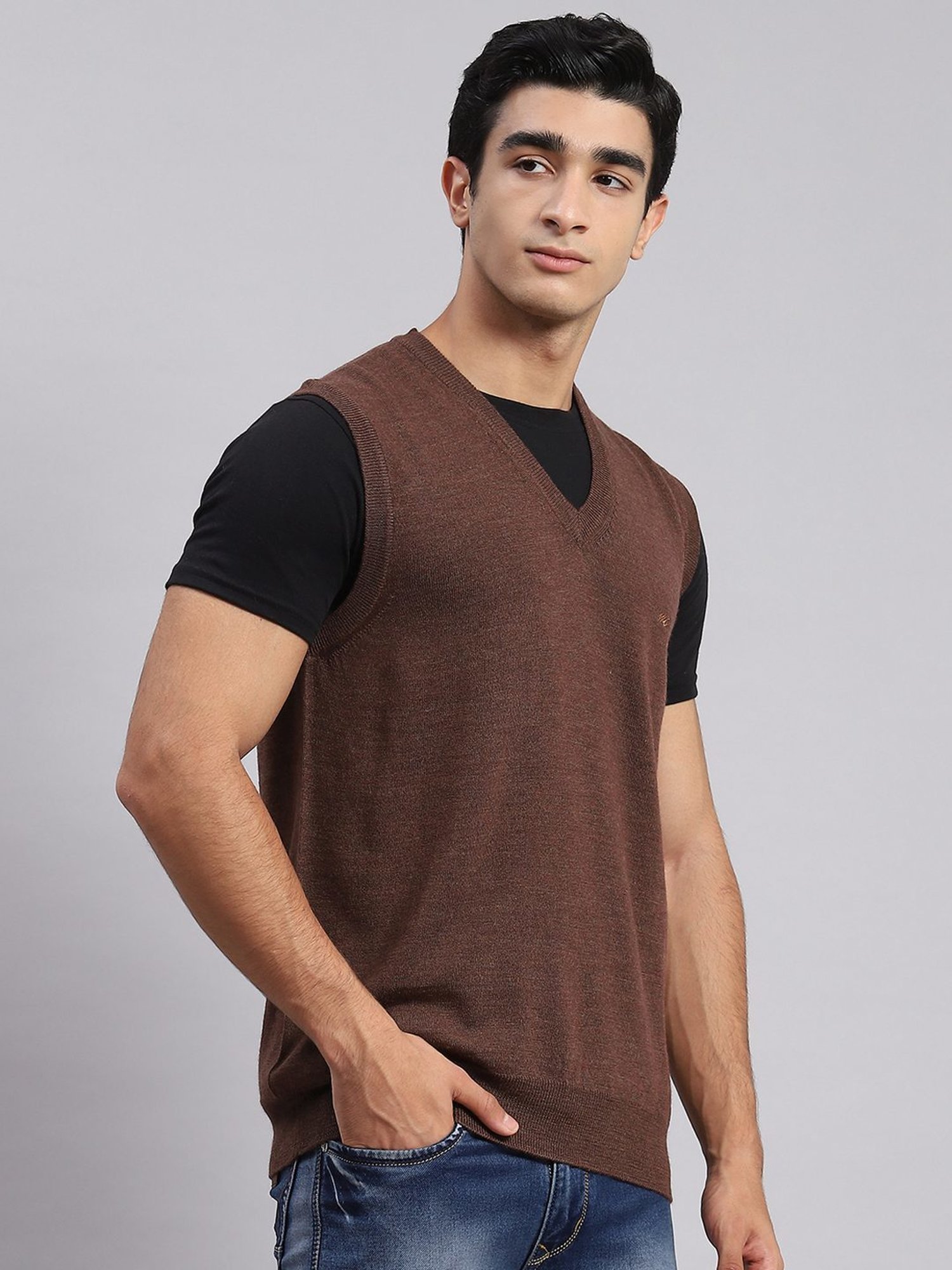 Monte Carlo Dark Brown Regular Fit Sweater