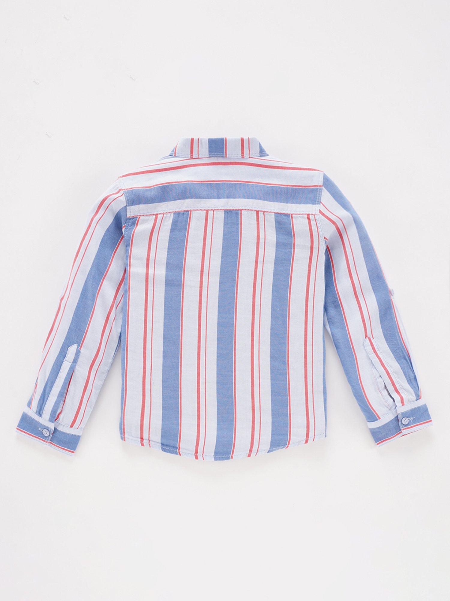 Ed-a-Mamma Kids Blue & Red Striped Full Sleeves Shirt
