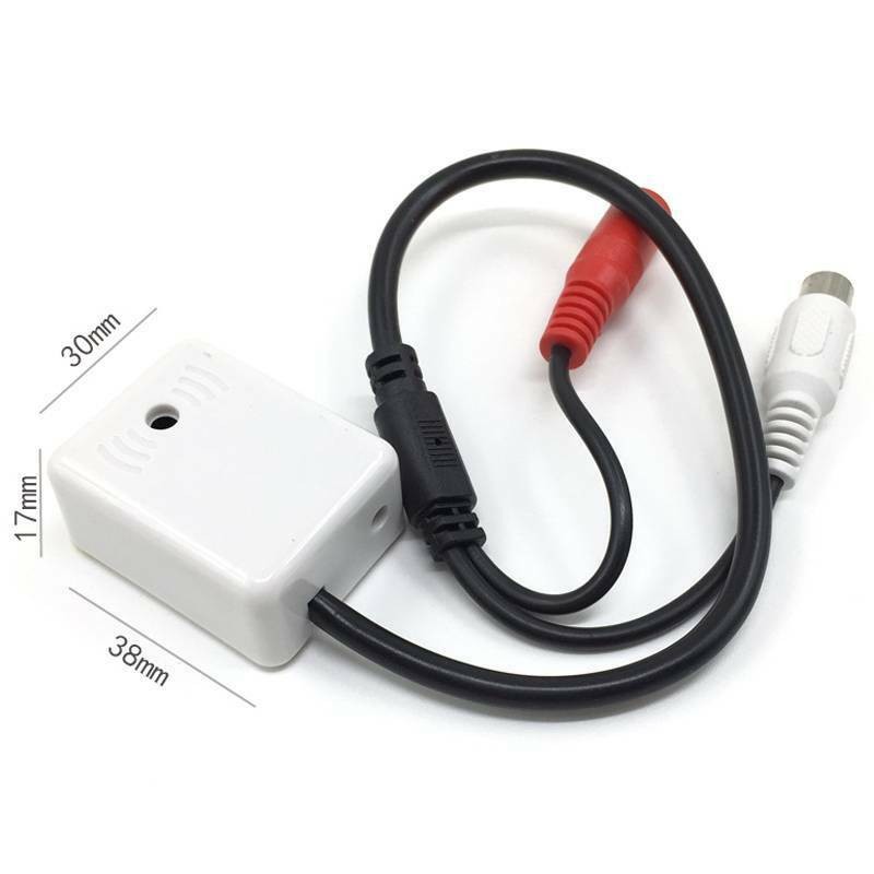 CCTV Camera Audio Microphone RCA DC High-Sensitivity Gain Stick on Mic for DVR, Mini Microphone High Sensitive Pickup Audio Mic for CCTV Security Camera DVR System