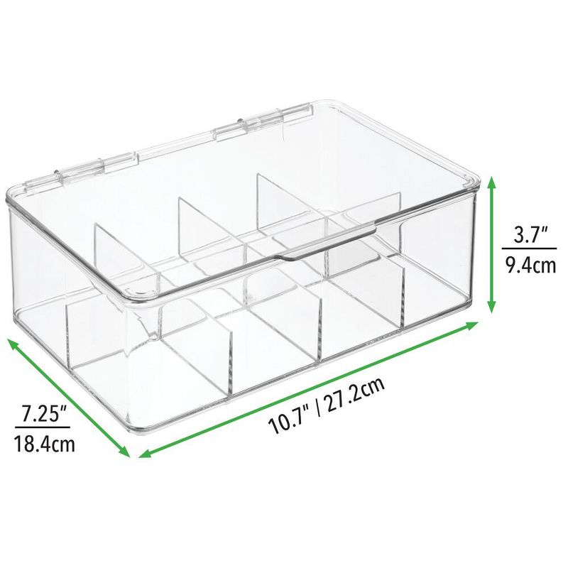 mDesign Plastic Stackable Kitchen Box for Coffee Pods, Tea Bags, Set of 2, Clear
