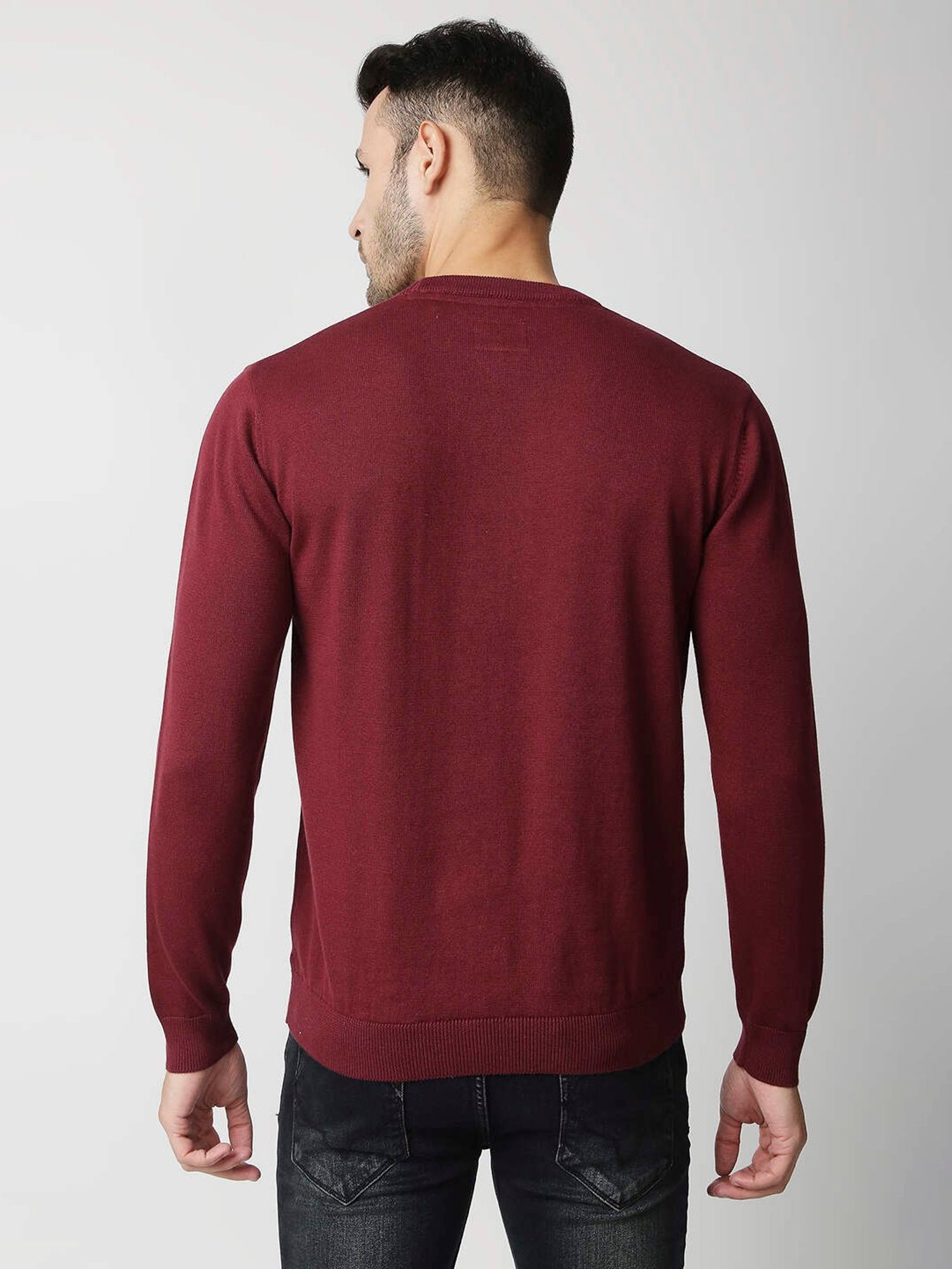 Duke Wine Self Striped Sweater