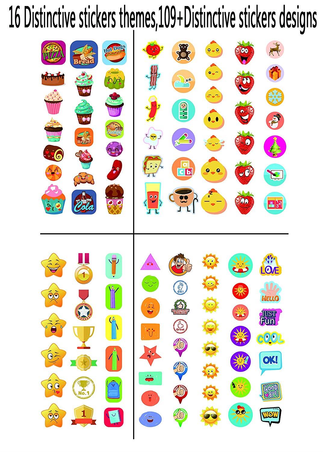 Teacher Stickers for Kids,3050 Pcs Incentive Stickers for Teacher Classroom and School Bulk Use,Reward Stickers Mega Variety Pack,16 Design Styles Including 3D Heart, Face, Star, Thumbs, Cupcake (96)
