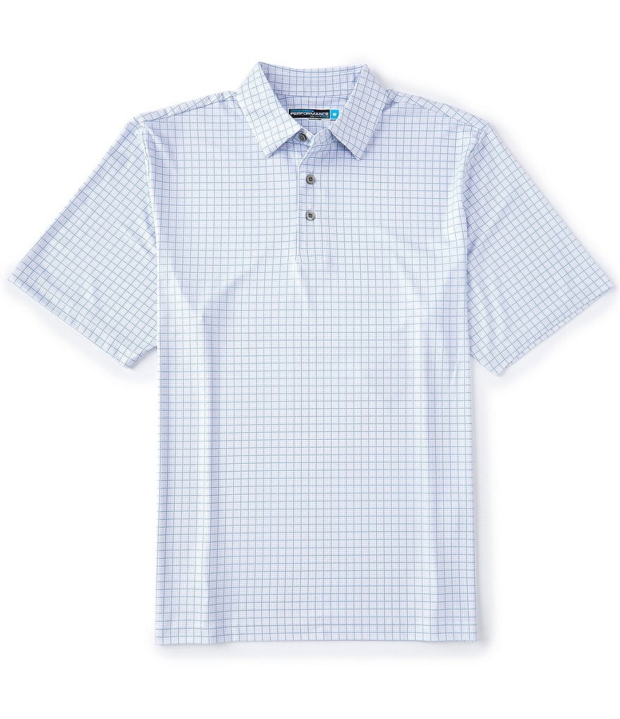 Roundtree & Yorke Big & Tall Performance Short Sleeve Plaid Polo