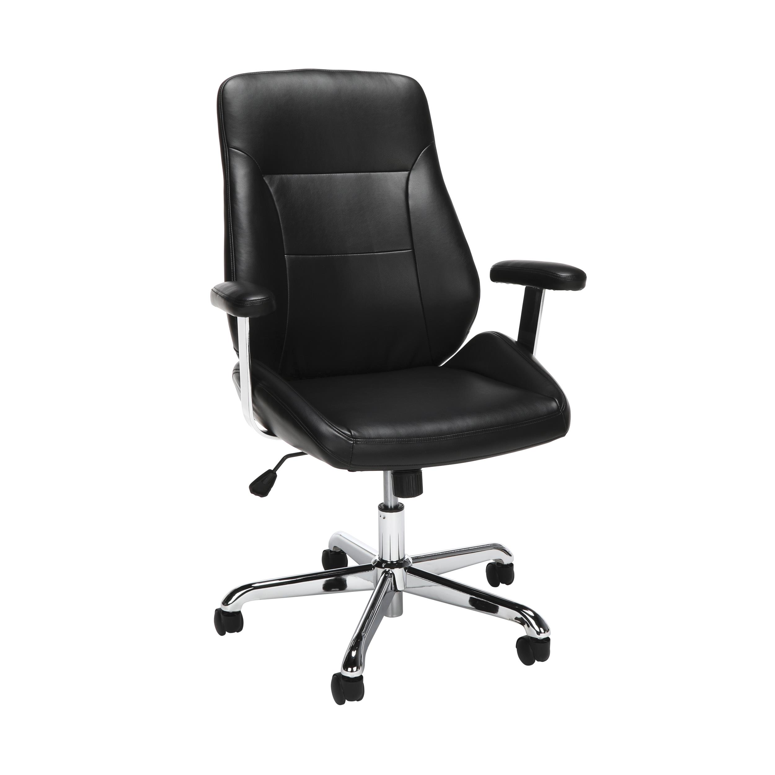 OFM Office Chair, Mid Back Leather Task Chair, in Black (730-L-BLK)