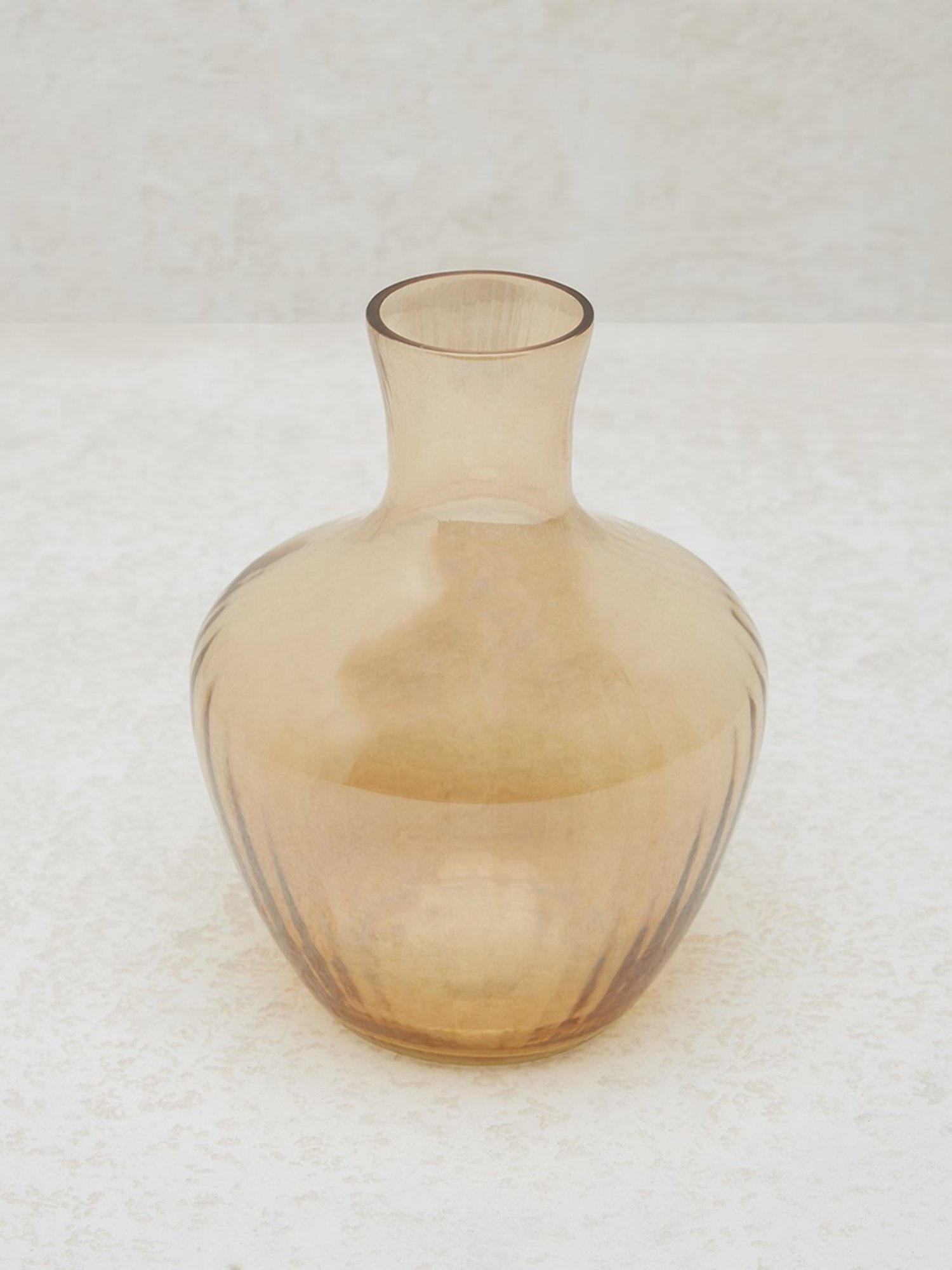 Westside Home Light Brown Glass Ribbed Vase