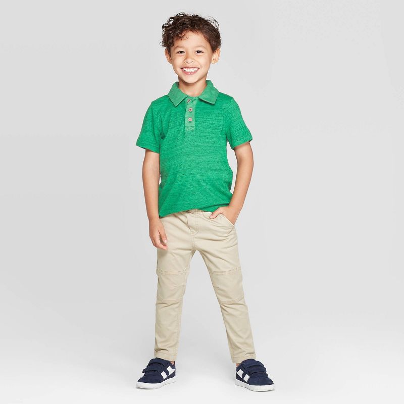 Toddler Boys' Specialty Jersey Short Sleeve Polo Shirt - Cat & Jack™ Heather Green 12M