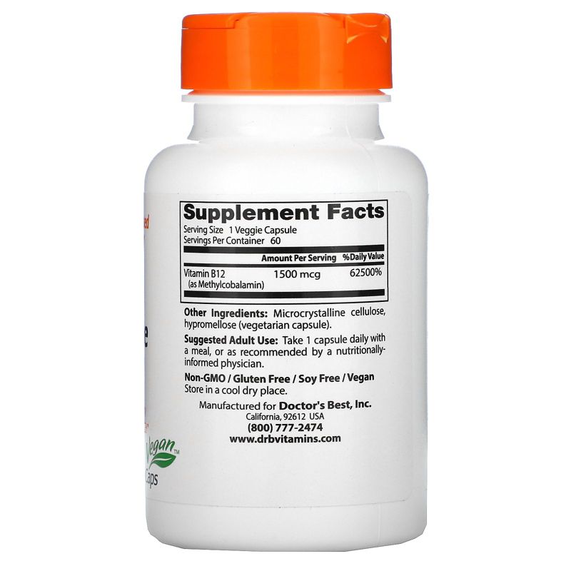 Doctor's Best Fully Active B12, 1,500 mcg, 60 Veggie Caps, Vitamin B