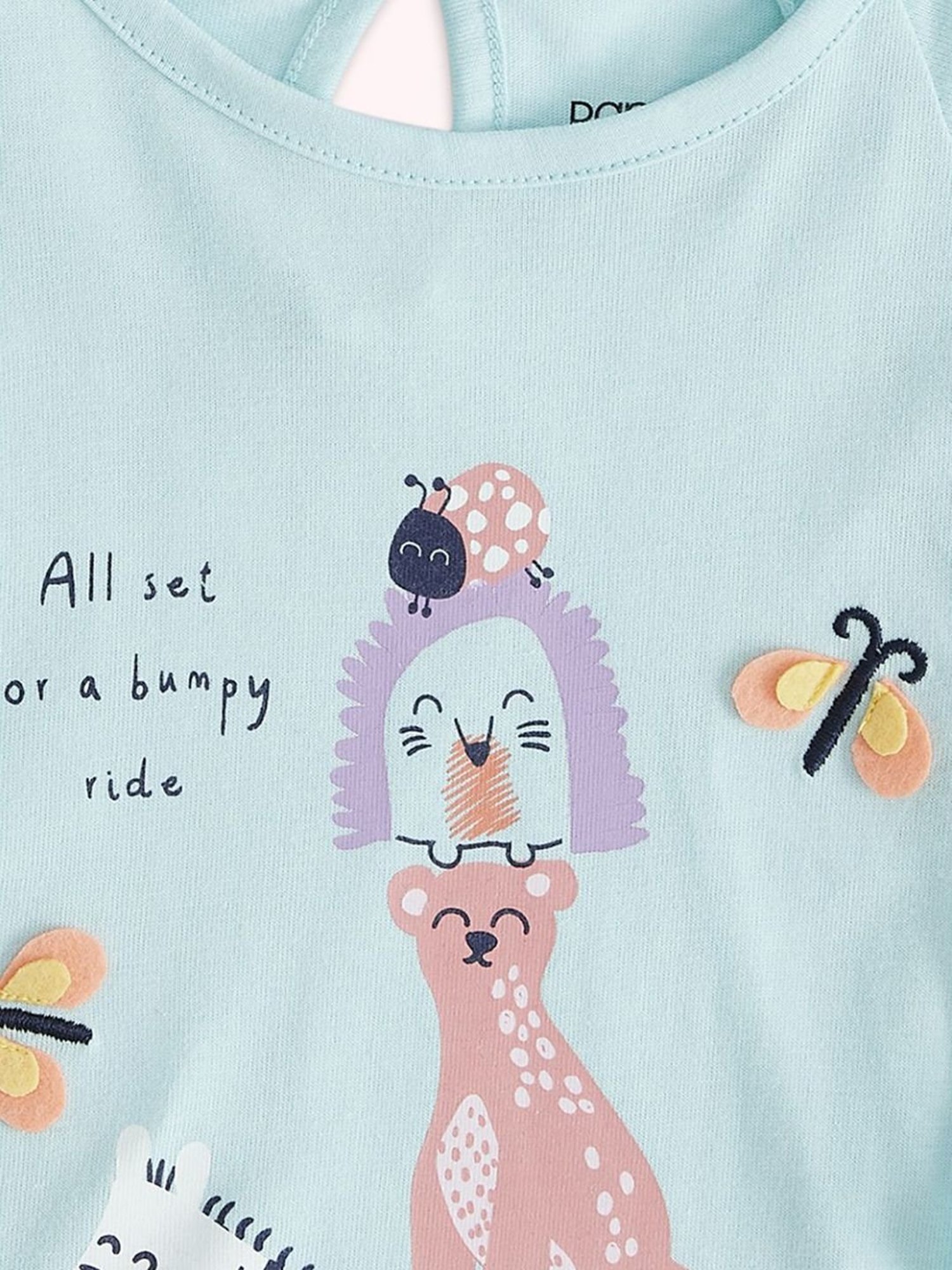 Pantaloons Baby Aqua Blue Cotton Printed T-Shirt