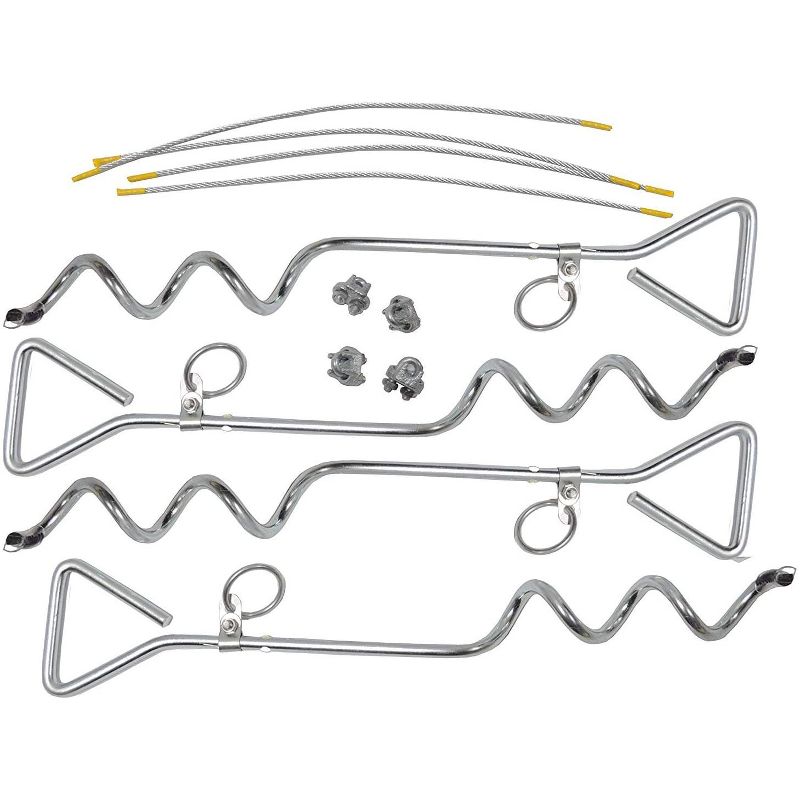 Advantek Pet 23396 16 Inch Steel Ground Stakes and Cable Ties Kit for Outdoor Dog Pet Gazebos and Play Pens