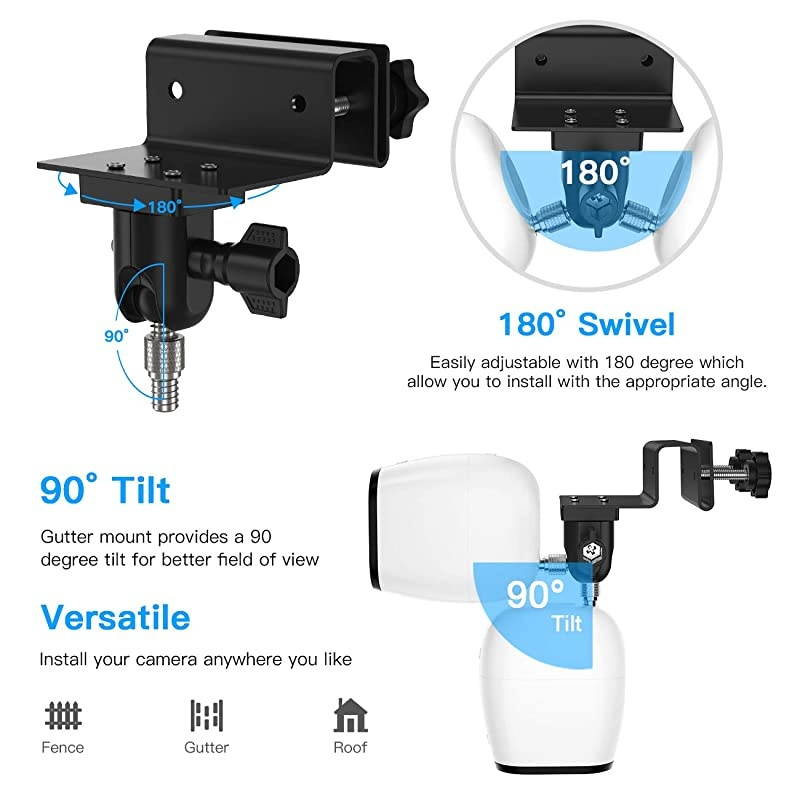 Gutter Mount for Arlo Ultra, Arlo Essential, eufy Cam and Other Arlo Cameras (Black, 2Pack by )