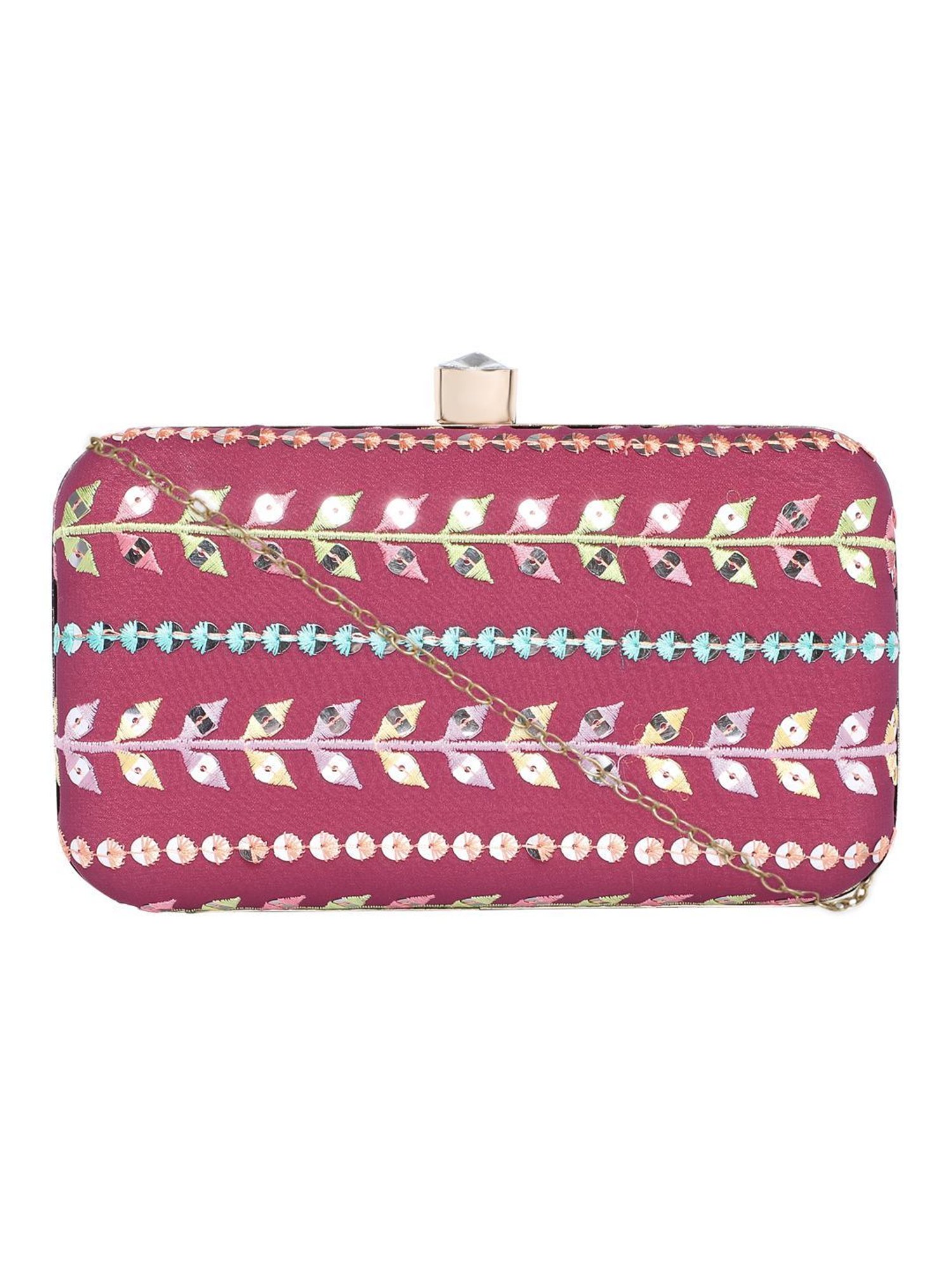 Horra Wine Embellished Clutch