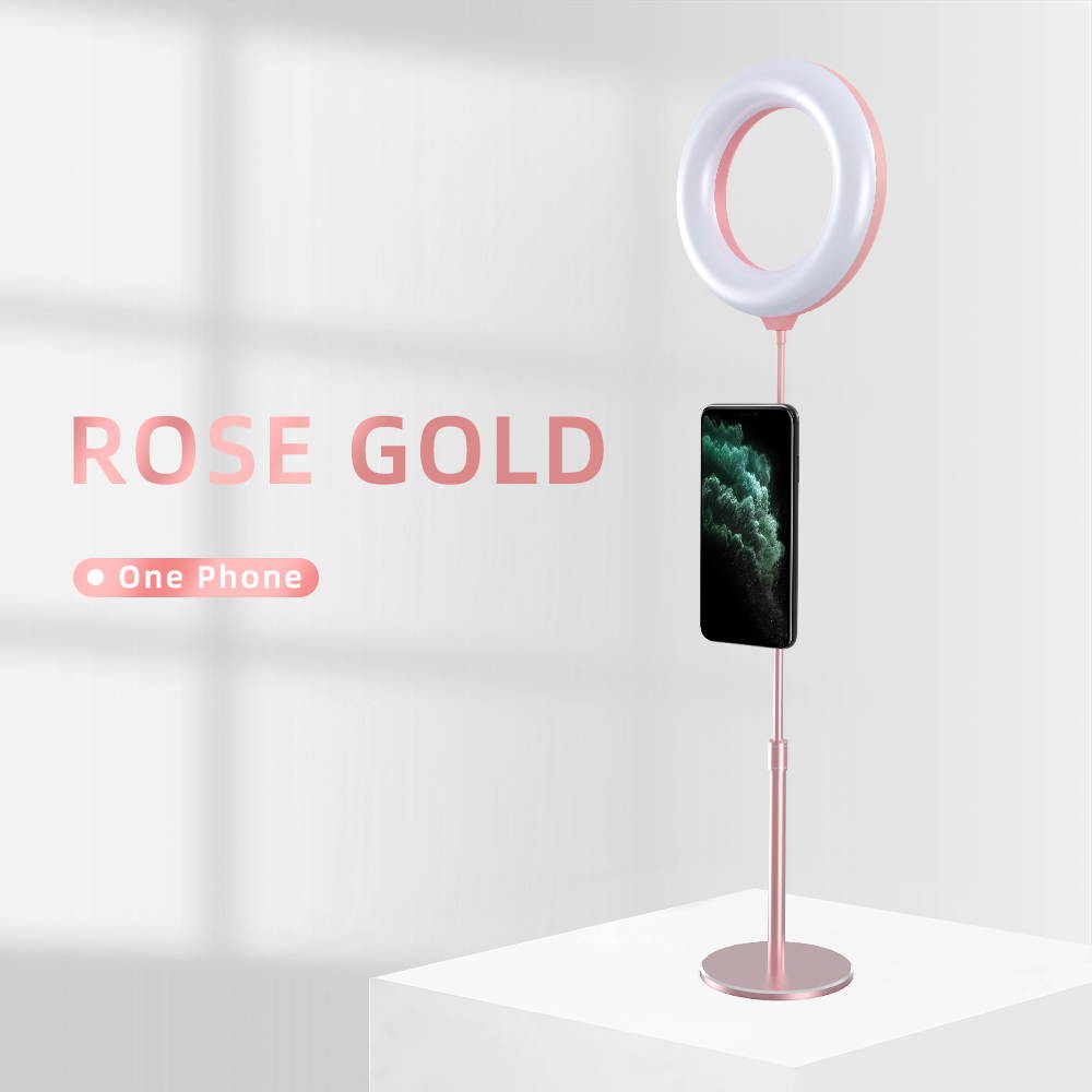 Portable Streaming Desktop Stand with Ring Light, Mobile Phone Holder Perfect for YouTube Streaming, Video Recording & Photography.