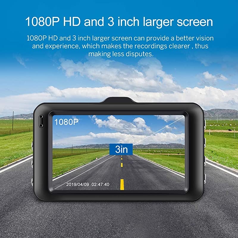 Cam2020 Upgraded Version1080P FHD Car DVR 3 Inch Driving Recorder board Camera with 170 Degree Wide Angle WDR GSensor Loop Recording