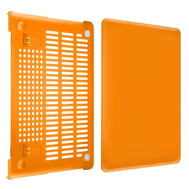 Insten For Apple MacBook Pro 13" with Retina Display Clip-on Matte Rubber Hard Case , Clear Orange