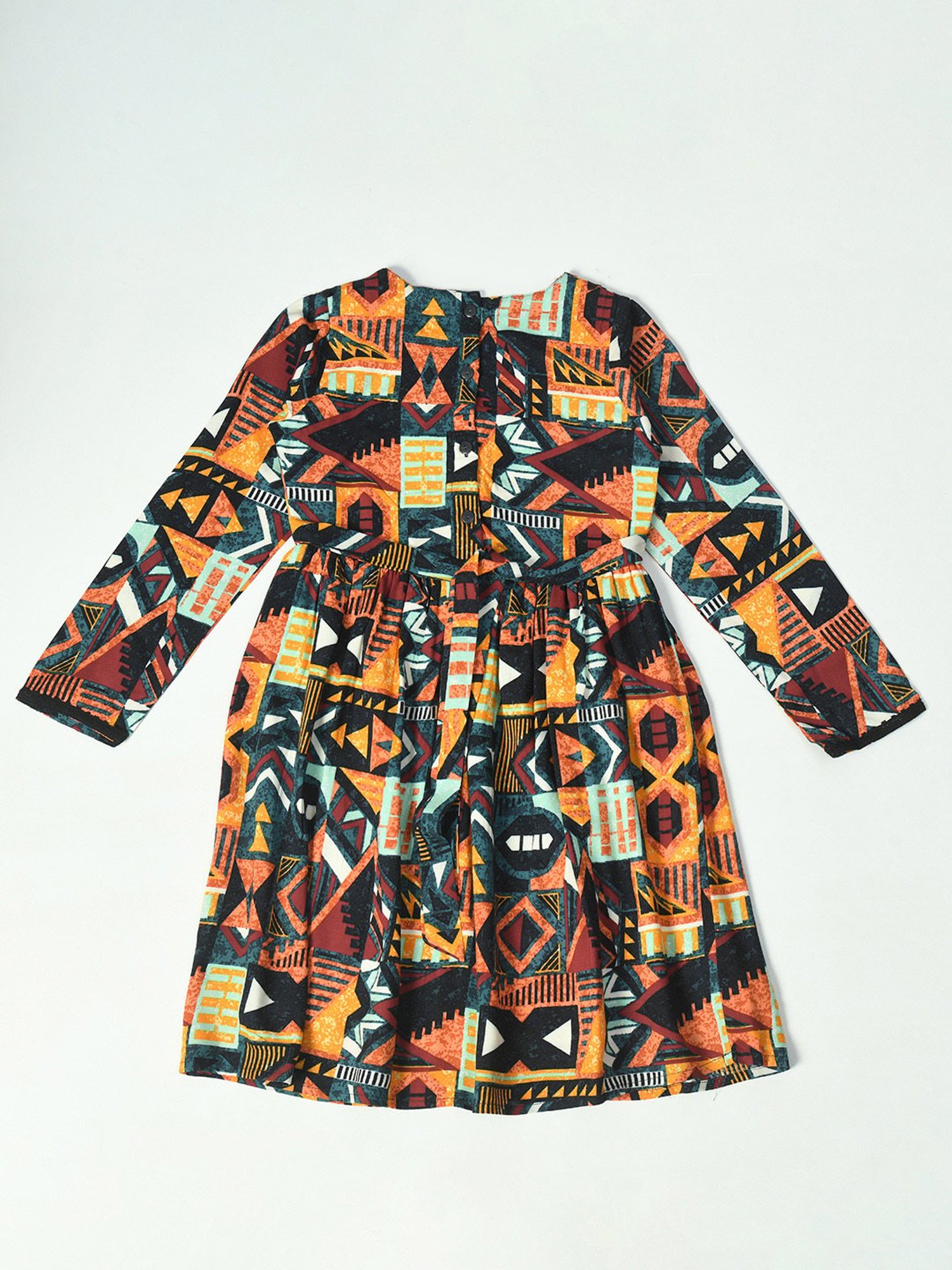 Bella Moda Kids Multicolor Printed Full Sleeves Fit & Flare Dress