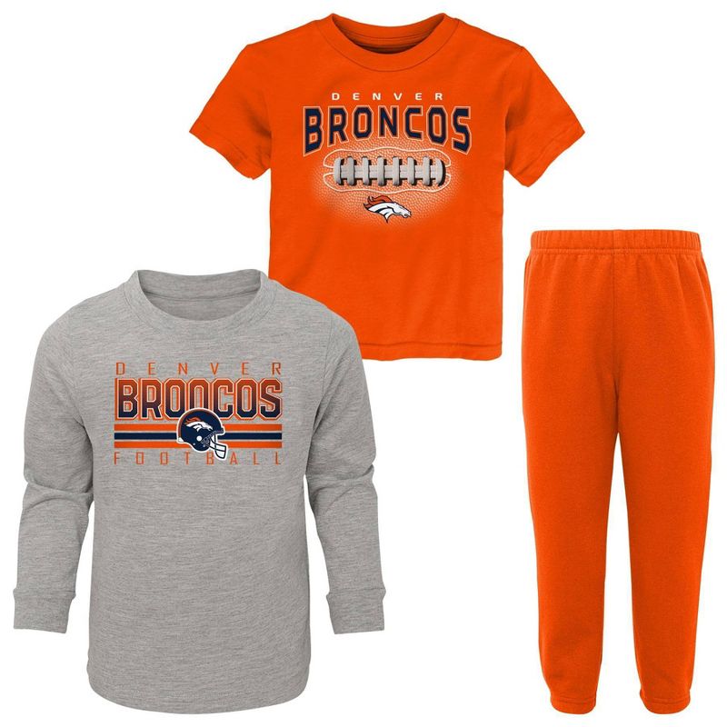 NFL Denver Broncos Toddler Boys' Gametime Fun T-Shirt & Pants Set 3pk - 12M