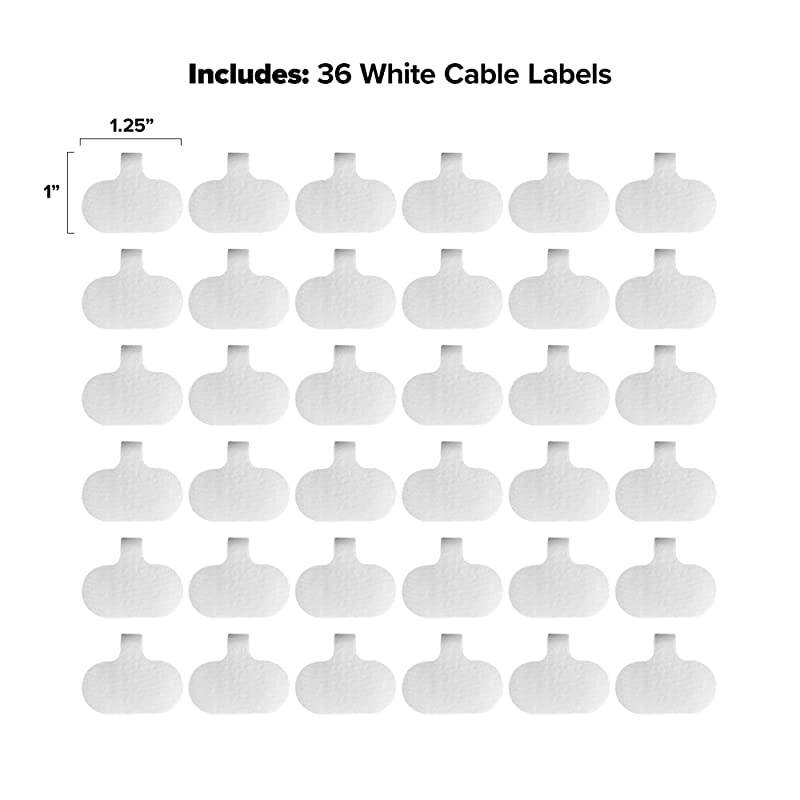 Labels by WrapIt Storage Oval White 36 Pack Write On Cord Labels Wire Labels Tags and Wire Tags for Management and Identification for Electronics Computers and More