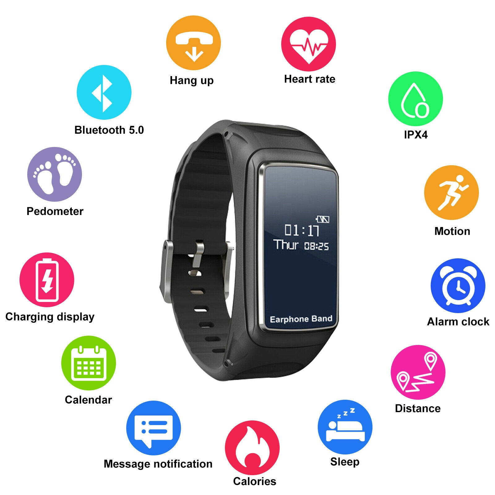 2In1 Bluetooth 5.0 Earbuds Headphone +Smart Watch Blood Pressure Fitness Tracker