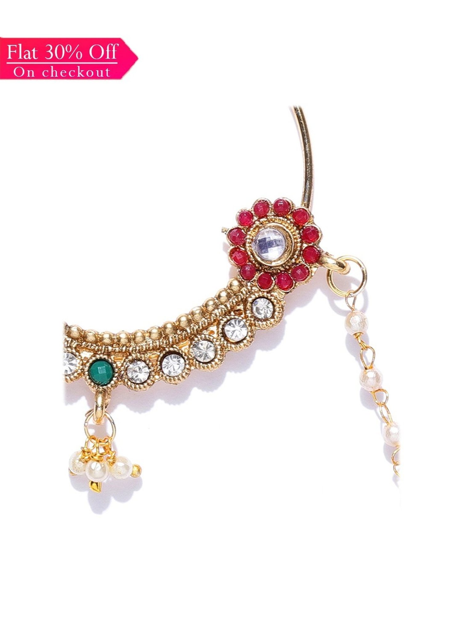 Zaveri Pearls Multicolor Alloy Nose Ring