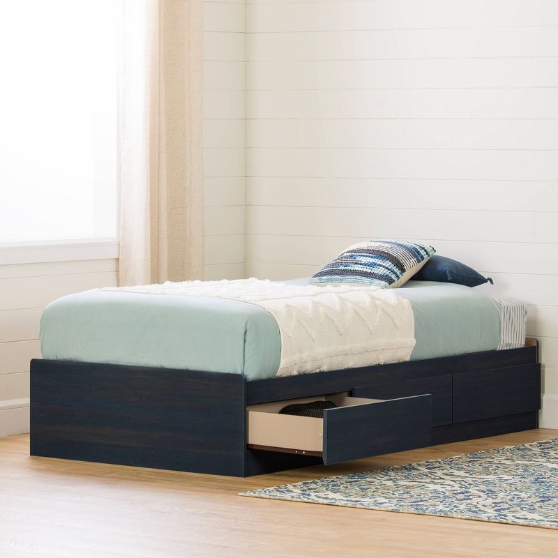 Twin Navali Mates Bed with 3 Drawers  Blueberry  - South Shore