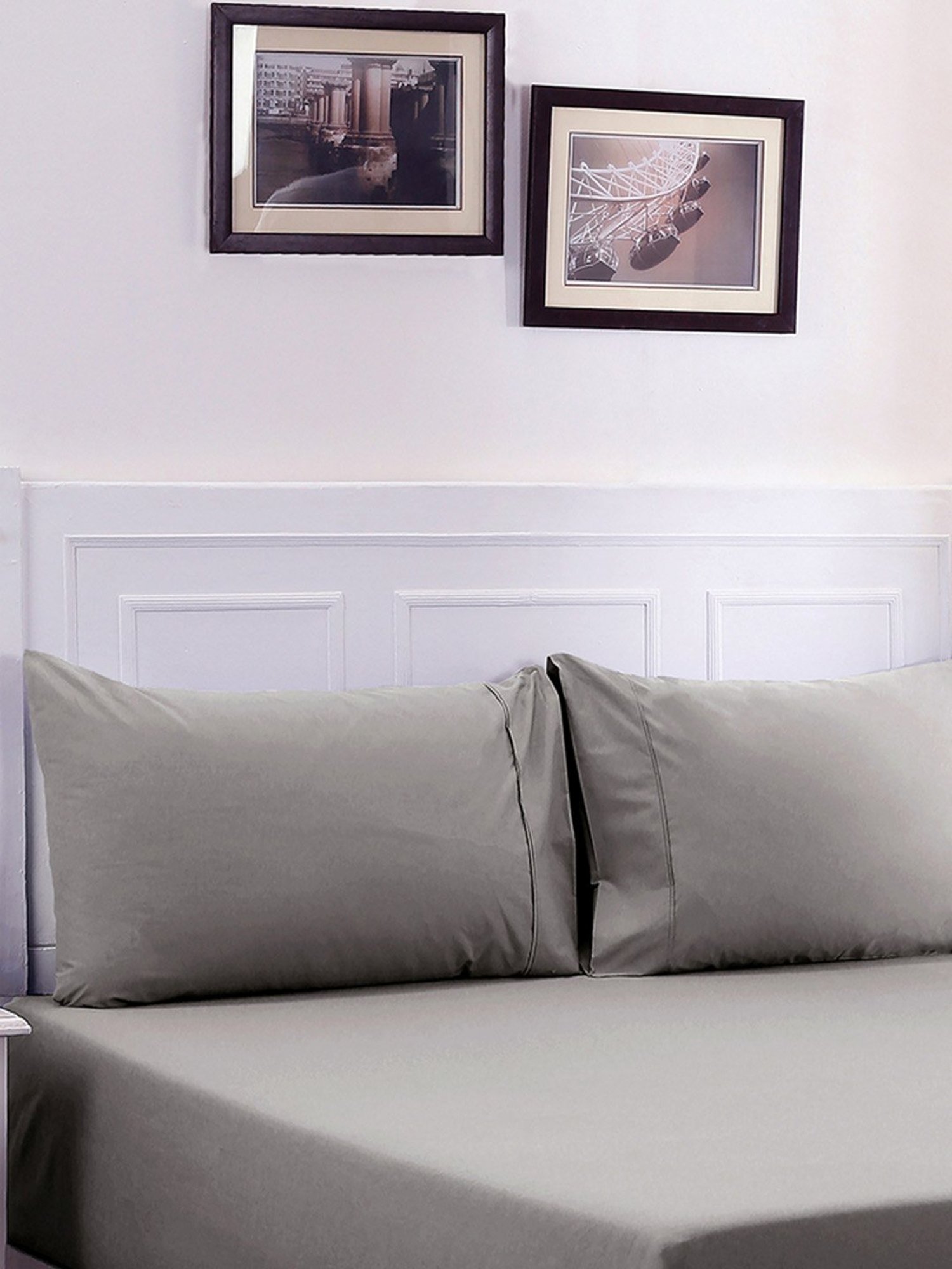 Maspar Grey Cotton 200 TC Bed Sheet Set