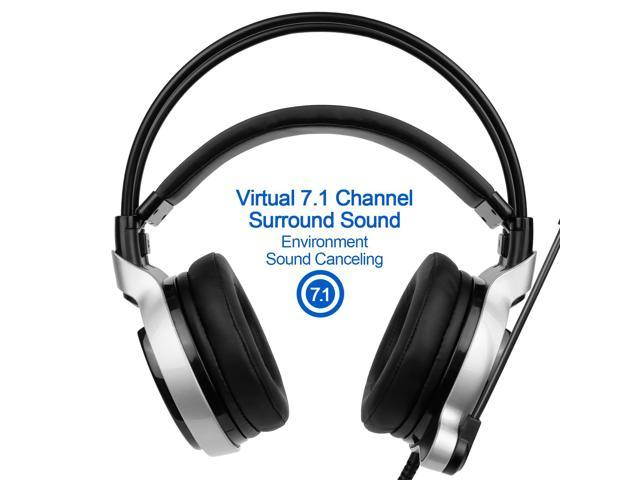SADES R8 Gaming Headset Virtual 7.1 Channel Surround Sound USB PC Stereo Headphones with High Sensitivity Microphone LED Light