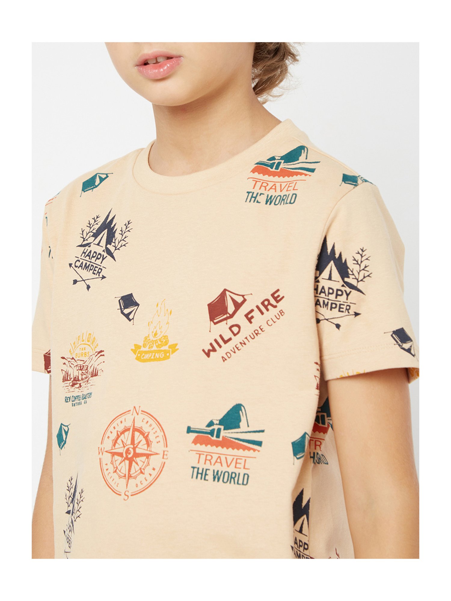 GAS Kids Beige Printed T-Shirt