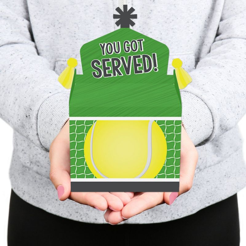 Big Dot of Happiness You Got Served - Tennis - Treat Box Party Favors - Baby Shower or Tennis Ball Birthday Party Goodie Gable Boxes - Set of 12