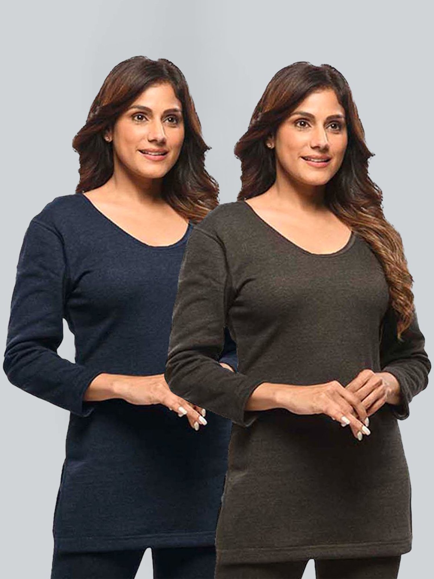 LUX Inferno Black & Blue Plain Long T-Shirt - Pack Of 2