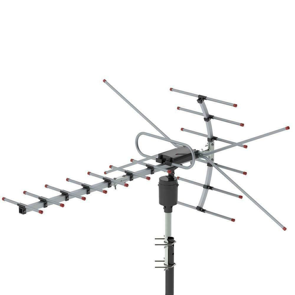200Mile HDTV Outdoor Amplified TV Antenna HDTV 22dB Rotate Remote 360&deg; UHF/VHF