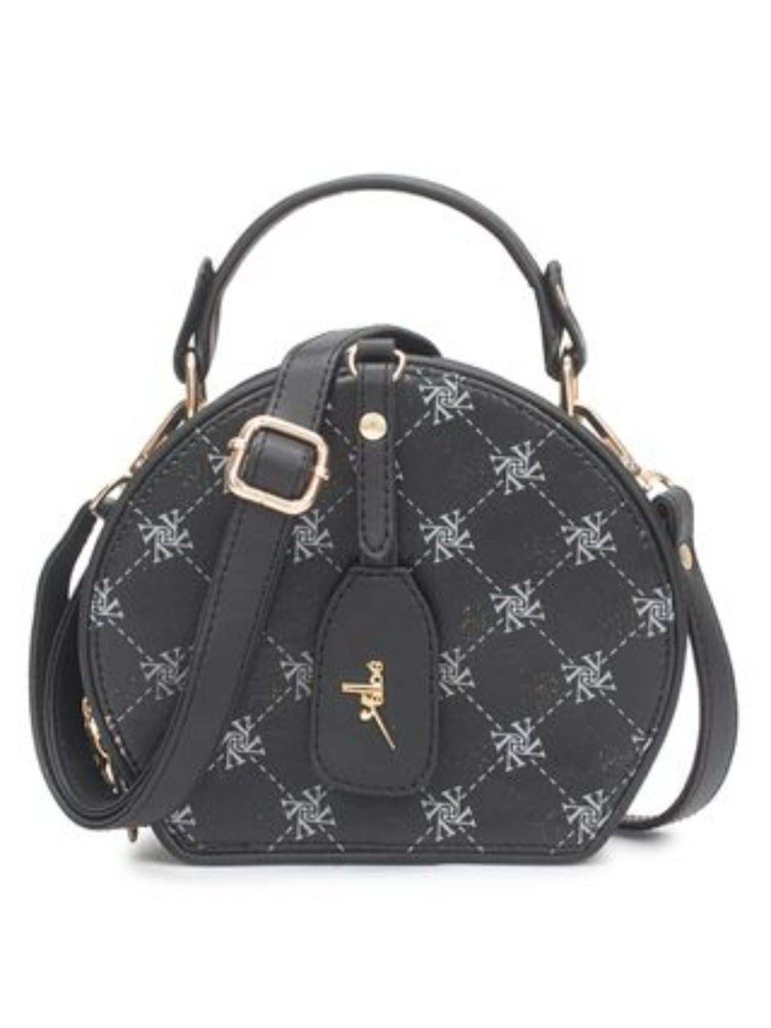 Yelloe Black Printed Medium Cross Body Bag