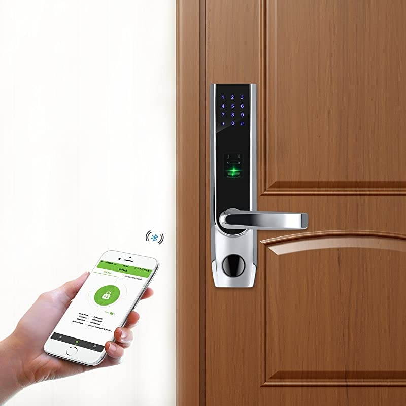 TL400B Fingerprint Biometric Door Lock with APP Digital Keyless Bluetooth Locks Smart Home Entry + 5pcs RFID Cards,Left Handed