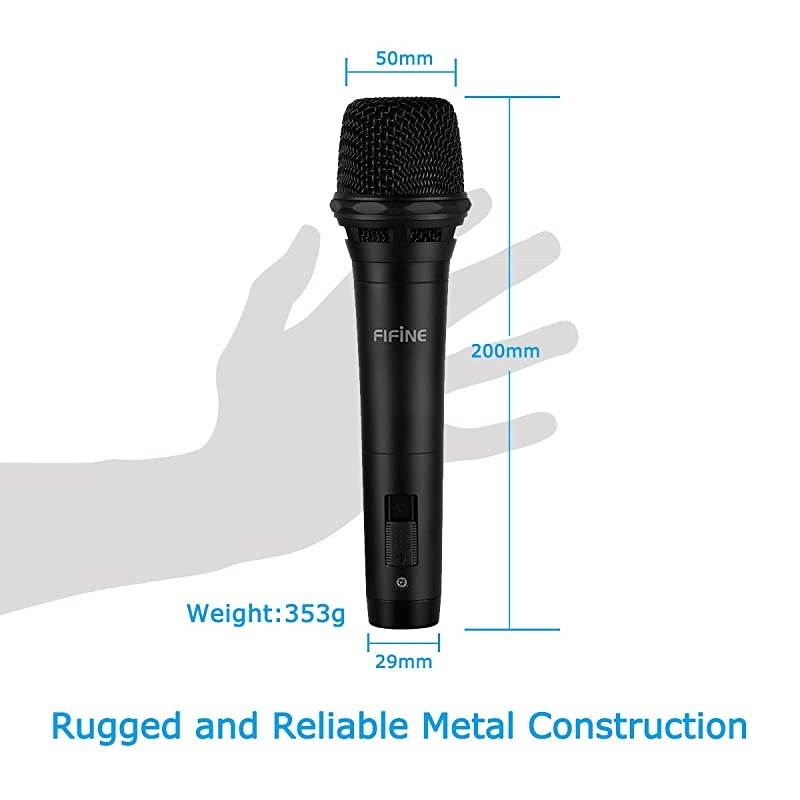 Dynamic Vocal Microphone Cardioid Handheld Microphone with On and Off Switch for Karaoke Live Vocal Speech etc Includes 19ft XLR to Quarter Inch CableK8