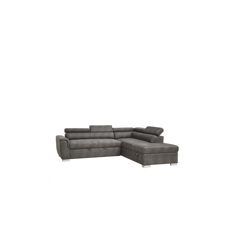 Thelma Sectional Sofa Gray Polished Microfiber - Acme Furniture