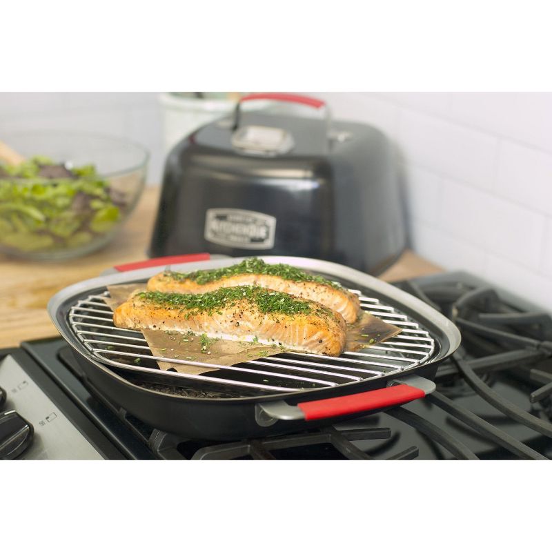 Charcoal Companion CC4132 KitchenQue Stainless Steel Indoor Home Kitchen Gas Electric Stovetop Smoker, Black