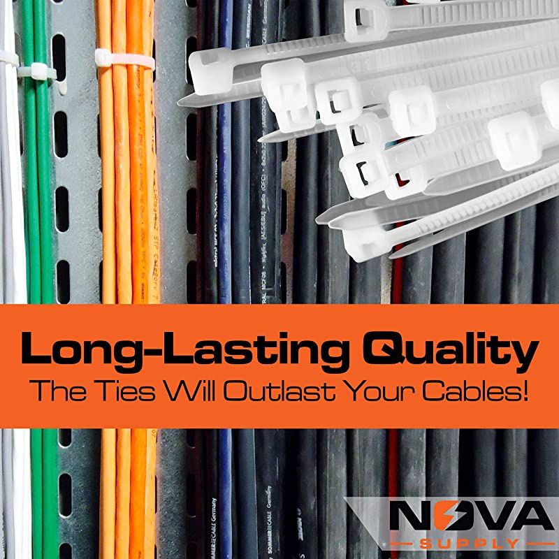 White Zip Ties Multisize Set of 150 HighStrength Cable Tie Pack Has 50x 8 10 12 inch UVResistant Nylon Fasteners Durable Wraps For Storage Organization and Wire Management