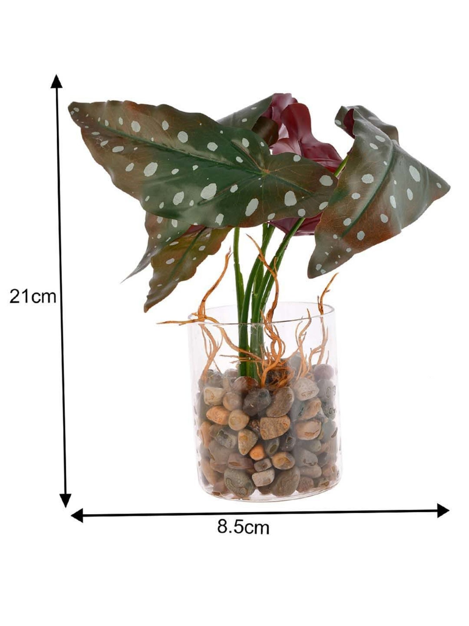 Tayhaa Green Ceramic Planter With Artificial Spotted Begonia Plant