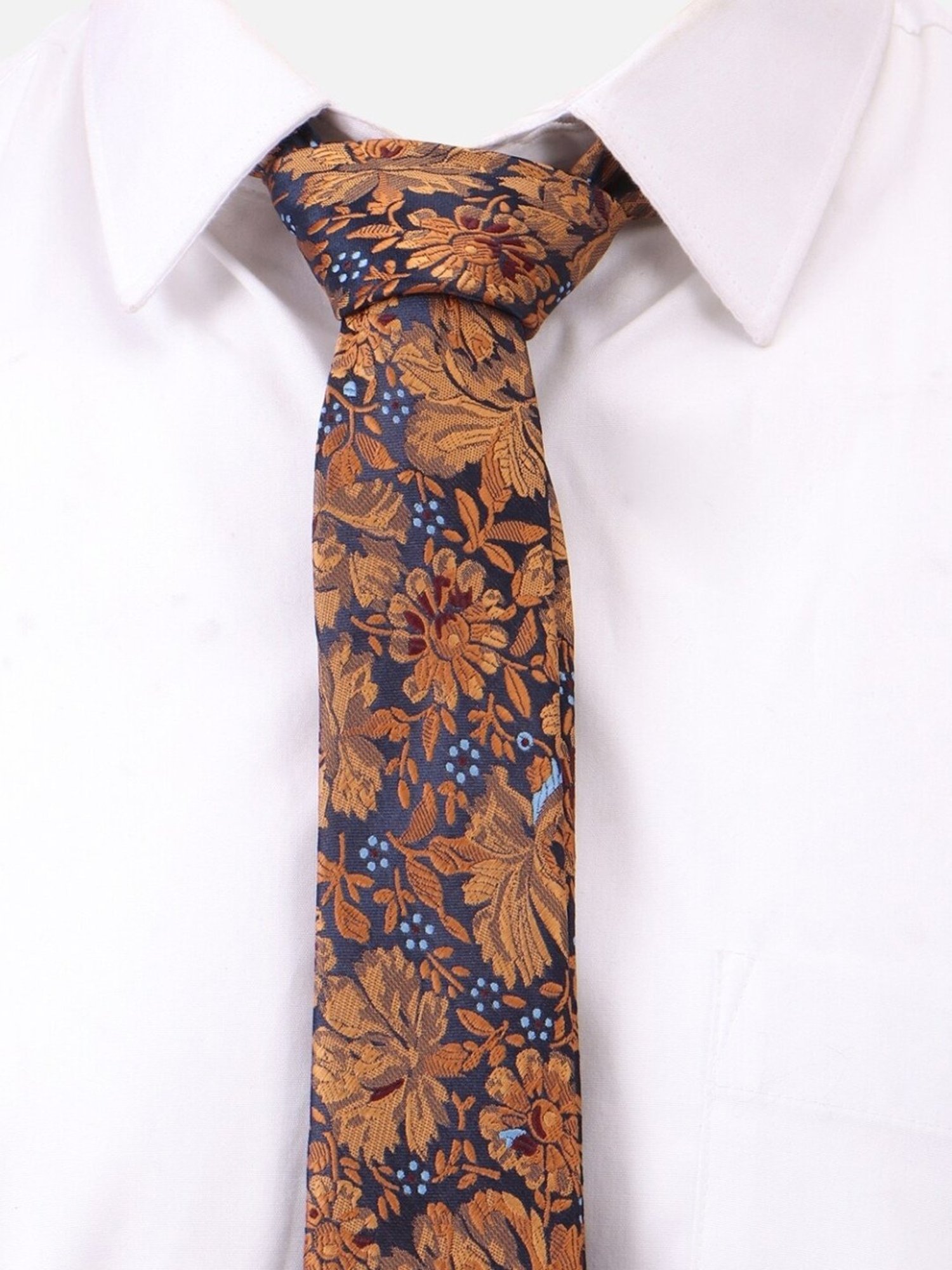Louis Philippe Orange Printed Tie
