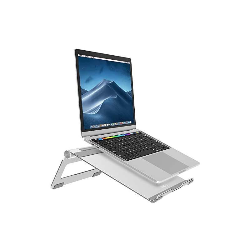 Adjustable Laptop Stand, Laptop Riser, Aluminum Notebook Holder Stand Compatible with MacBook, Air, Pro, Dell XPS, HP, Samsung, Alienware, More Laptops up to 17.3"- Silver