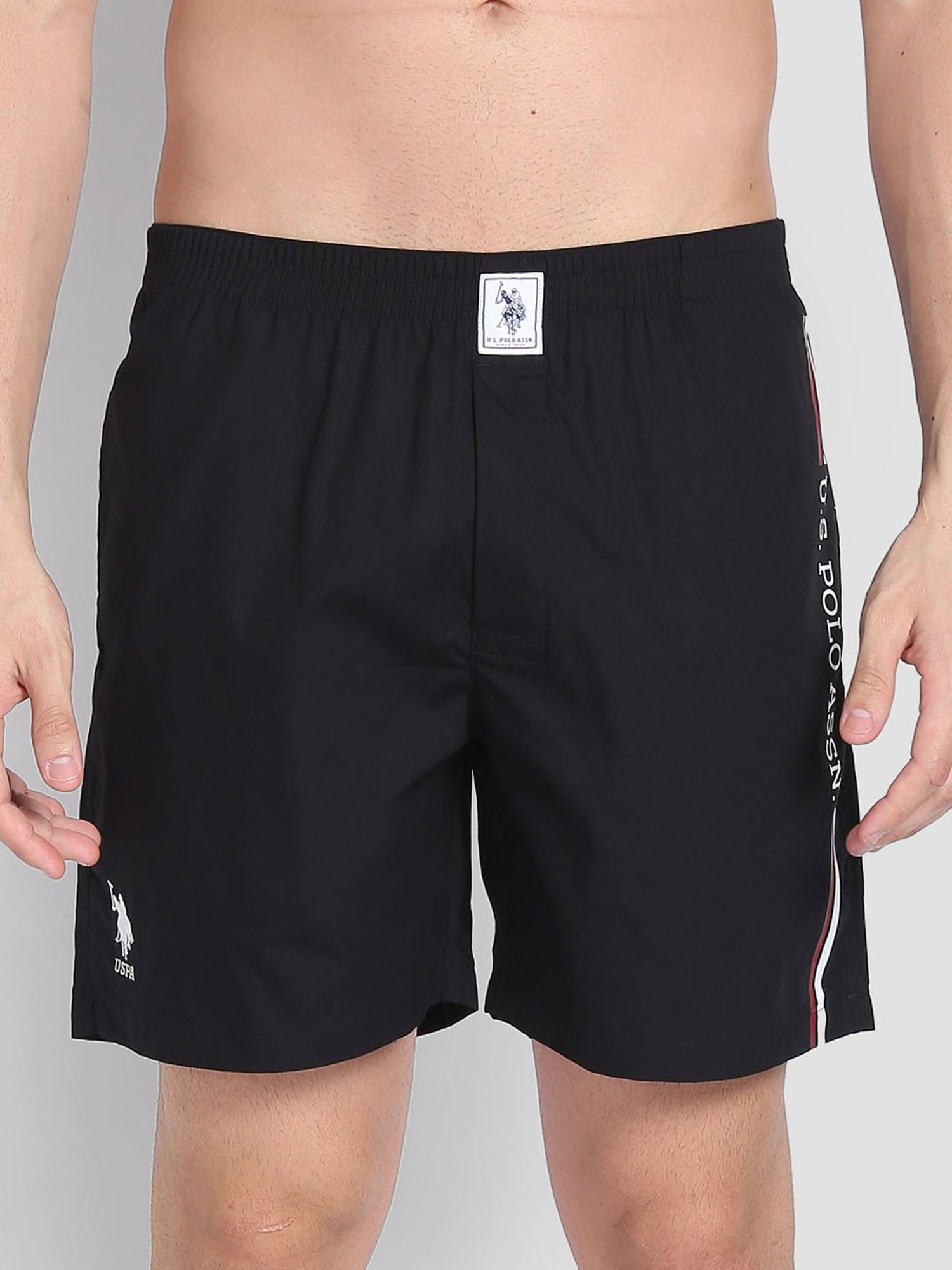 U.S. Polo Assn. Black Cotton Regular Fit Striped Boxers